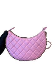 Chanel 23P Small Hobo Moon Bag - Pink Quilted Lambskin with Gold Hardware