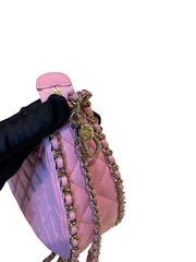 Chanel 23P Small Hobo Moon Bag - Pink Quilted Lambskin with Gold Hardware