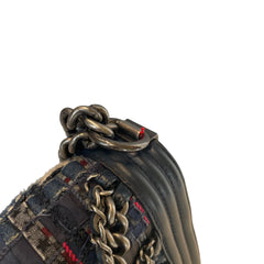 Chanel Navy Blue Tweed Multi-Strand Chain Le Boy Flap Bag - Limited Edition