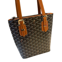 Goyard Mini Vertical Tote Bag - Black & Tan Goyardine (Rare 20cm Size)