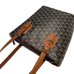 Goyard Mini Vertical Tote Bag - Black & Tan Goyardine (Rare 20cm Size)