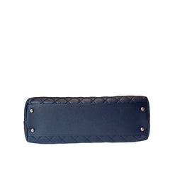 Chanel Coco Handle Large Flap Bag - Navy Blue Caviar Leather with Burgundy Handle