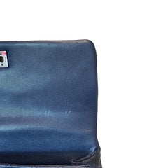 Chanel Coco Handle Large Flap Bag - Navy Blue Caviar Leather with Burgundy Handle