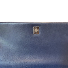 Chanel Coco Handle Large Flap Bag - Navy Blue Caviar Leather with Burgundy Handle