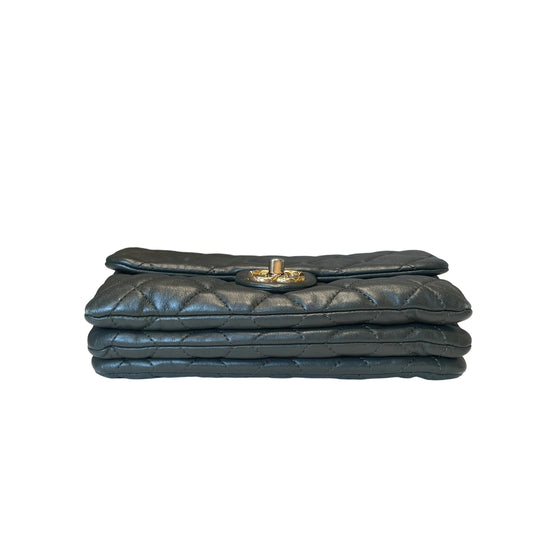 Chanel 22K Dark Green Lambskin Mini Flap Bag with Adjustable Gold Ball