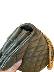 Chanel 22K Dark Green Lambskin Mini Flap Bag with Adjustable Gold Ball