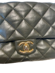 Chanel 22K Dark Green Lambskin Mini Flap Bag with Adjustable Gold Ball