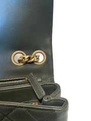 Chanel 22K Dark Green Lambskin Mini Flap Bag with Adjustable Gold Ball