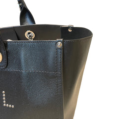Chanel Black Grained Calfskin Studded Deauville Tote - Large Shopping Bag