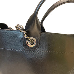 Chanel Black Grained Calfskin Studded Deauville Tote - Large Shopping Bag