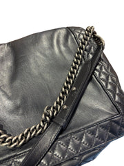 Chanel Large Le Boy Bag - Black Calfskin with Multi-Strand Draped Chains