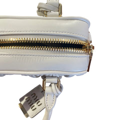 Miu Miu Matelassé Nappa Leather Top Handle Bag - White (Mini Bowling 20cm)