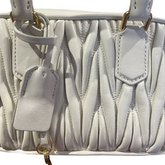 Miu Miu Matelassé Nappa Leather Top Handle Bag - White (Mini Bowling 20cm)