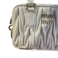Miu Miu Matelassé Nappa Leather Top Handle Bag - White (Mini Bowling 20cm)