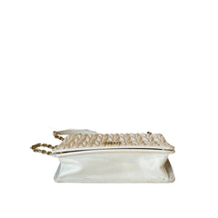 Miu Miu Matelassé Nappa Leather Chain Bag - White & Gold (19cm Mini)