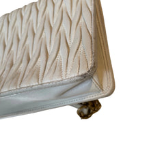 Miu Miu Matelassé Nappa Leather Chain Bag - White & Gold (19cm Mini)