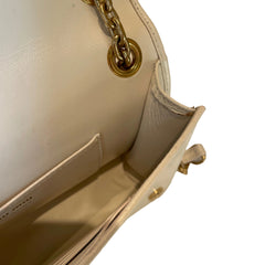 Miu Miu Matelassé Nappa Leather Chain Bag - White & Gold (19cm Mini)