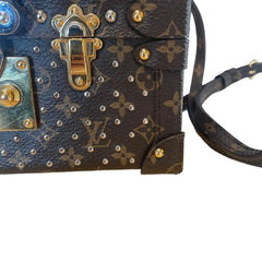 Louis Vuitton Petite Malle Monogram Canvas Studded Trunk Bag