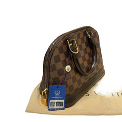 Louis Vuitton Alma BB Handbag - Damier Ebene Canvas with Shoulder Strap