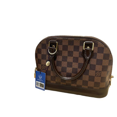 Louis Vuitton Alma BB Handbag - Damier Ebene Canvas with Shoulder Strap