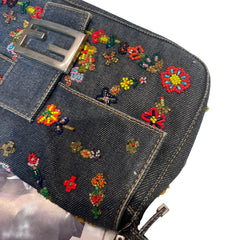 Fendi Limited Edition Beaded Denim Baguette Bag - Rare Anniversary Collectible