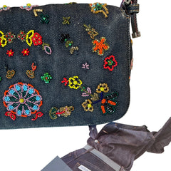 Fendi Limited Edition Beaded Denim Baguette Bag - Rare Anniversary Collectible