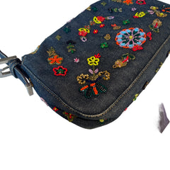 Fendi Limited Edition Beaded Denim Baguette Bag - Rare Anniversary Collectible