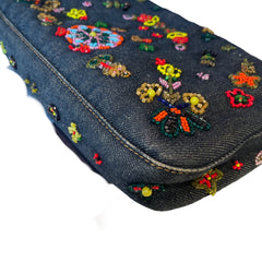 Fendi Limited Edition Beaded Denim Baguette Bag - Rare Anniversary Collectible