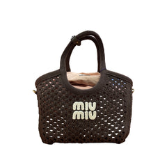 Miu Miu IVY Cotton Net Handbag - Japan Exclusive "Chestnut Brown" Mesh Tote