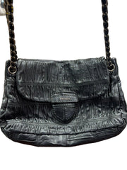 Vintage Prada Gauffre Nappa Leather Chain Flap Bag - Black Ruched Shoulder Bag