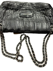 Vintage Prada Gauffre Nappa Leather Chain Flap Bag - Black Ruched Shoulder Bag