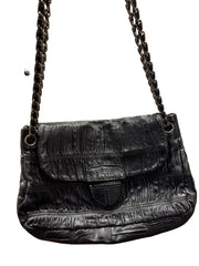 Vintage Prada Gauffre Nappa Leather Chain Flap Bag - Black Ruched Shoulder Bag