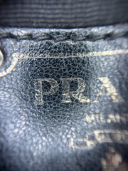 Vintage Prada Gauffre Nappa Leather Chain Flap Bag - Black Ruched Shoulder Bag