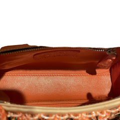 Rare Mini Lady Dior Bag - Coral Satin with Full Beading & Alligator Handles