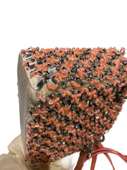 Rare Mini Lady Dior Bag - Coral Satin with Full Beading & Alligator Handles