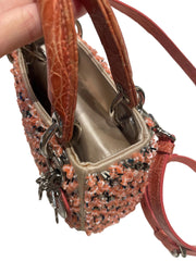 Rare Mini Lady Dior Bag - Coral Satin with Full Beading & Alligator Handles