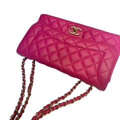Vintage Chanel Classic Medium Double Flap Bag - Fuchsia Pink Lambskin (26cm)