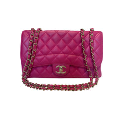 Vintage Chanel Classic Medium Double Flap Bag - Fuchsia Pink Lambskin (26cm)