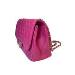 Vintage Chanel Classic Medium Double Flap Bag - Fuchsia Pink Lambskin (26cm)