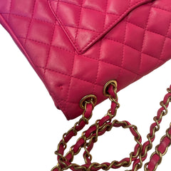 Vintage Chanel Classic Medium Double Flap Bag - Fuchsia Pink Lambskin (26cm)