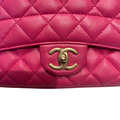 Vintage Chanel Classic Medium Double Flap Bag - Fuchsia Pink Lambskin (26cm)