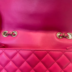 Vintage Chanel Classic Medium Double Flap Bag - Fuchsia Pink Lambskin (26cm)
