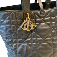 Dior Toujours Medium Bag - Black Macrocannage Calfskin with Gold Hardware