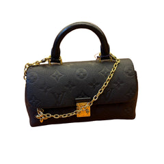 Louis Vuitton Madeleine Nano Handbag - Black Monogram Empreinte Leather with Gold Chain
