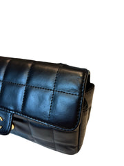 Vintage Chanel Camellia Flap Bag - Chocolate Bar Quilt Black Lambskin (18cm)