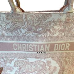 Christian Dior Medium Book Tote - Pink Toile de Jouy Embroidery (36cm)
