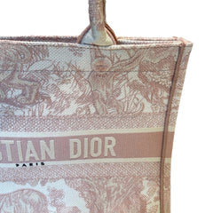 Christian Dior Medium Book Tote - Pink Toile de Jouy Embroidery (36cm)