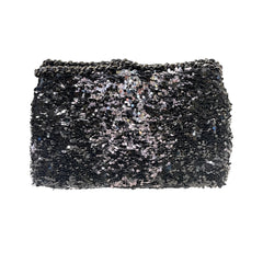 Chanel Mini Flap Bag - Black Floral Sequin & Tweed with Silver Hardware (20cm)