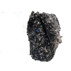 Chanel Mini Flap Bag - Black Floral Sequin & Tweed with Silver Hardware (20cm)