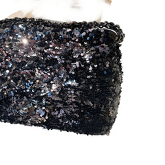 Chanel Mini Flap Bag - Black Floral Sequin & Tweed with Silver Hardware (20cm)